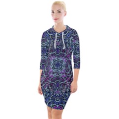 Pattern Fire Purple Repeating Quarter Sleeve Hood Bodycon Dress