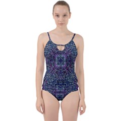 Pattern Fire Purple Repeating Cut Out Top Tankini Set by Wegoenart