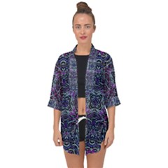 Pattern Fire Purple Repeating Open Front Chiffon Kimono by Wegoenart