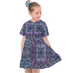 Pattern Fire Purple Repeating Kids  Sailor Dress by Wegoenart