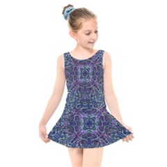 Pattern Fire Purple Repeating Kids  Skater Dress Swimsuit by Wegoenart