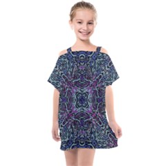 Pattern Fire Purple Repeating Kids  One Piece Chiffon Dress