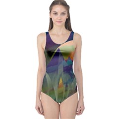 Mountains Abstract Mountain Range One Piece Swimsuit by Wegoenart