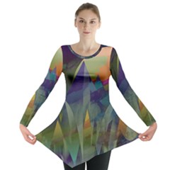 Mountains Abstract Mountain Range Long Sleeve Tunic  by Wegoenart