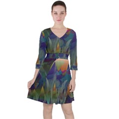 Mountains Abstract Mountain Range Ruffle Dress by Wegoenart