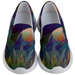 Mountains Abstract Mountain Range Kids  Lightweight Slip Ons by Wegoenart