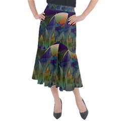 Mountains Abstract Mountain Range Midi Mermaid Skirt by Wegoenart