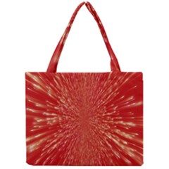 Rays Pattern Center Abstract Red White Mini Tote Bag by Wegoenart