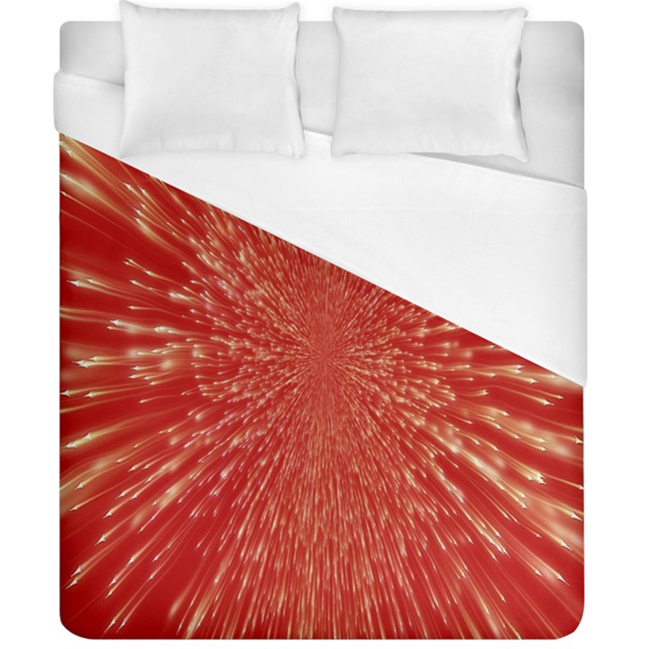 Rays Pattern Center Abstract Red White Duvet Cover (California King Size)