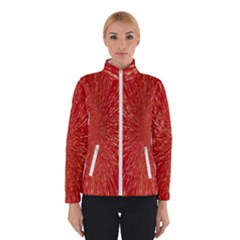 Rays Pattern Center Abstract Red White Winter Jacket by Wegoenart