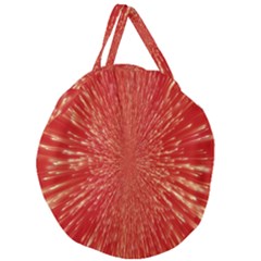 Rays Pattern Center Abstract Red White Giant Round Zipper Tote by Wegoenart