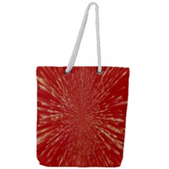 Rays Pattern Center Abstract Red White Full Print Rope Handle Tote (large) by Wegoenart