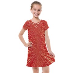 Rays Pattern Center Abstract Red White Kids  Cross Web Dress