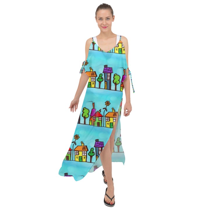 Seamless Repeating Tiling Tileable Maxi Chiffon Cover Up Dress