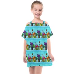 Seamless Repeating Tiling Tileable Kids  One Piece Chiffon Dress