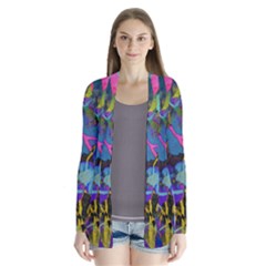 Flowers Abstract Branches Drape Collar Cardigan by Wegoenart