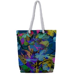 Flowers Abstract Branches Full Print Rope Handle Tote (small)