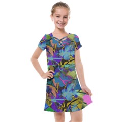 Flowers Abstract Branches Kids  Cross Web Dress