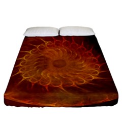 Orange Warm Hues Fractal Chaos Fitted Sheet (california King Size) by Wegoenart