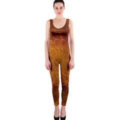 Orange Warm Hues Fractal Chaos One Piece Catsuit by Wegoenart