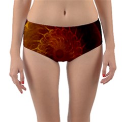 Orange Warm Hues Fractal Chaos Reversible Mid-waist Bikini Bottoms by Wegoenart