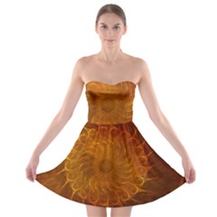 Orange Warm Hues Fractal Chaos Strapless Bra Top Dress