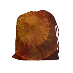 Orange Warm Hues Fractal Chaos Drawstring Pouch (xl) by Wegoenart