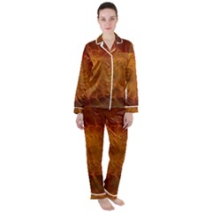 Orange Warm Hues Fractal Chaos Satin Long Sleeve Pyjamas Set