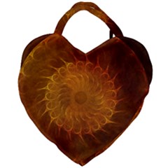 Orange Warm Hues Fractal Chaos Giant Heart Shaped Tote by Wegoenart