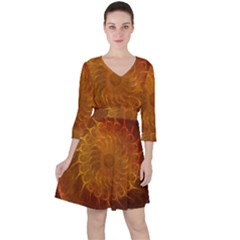 Orange Warm Hues Fractal Chaos Ruffle Dress by Wegoenart