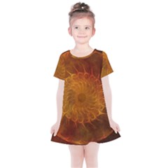 Orange Warm Hues Fractal Chaos Kids  Simple Cotton Dress