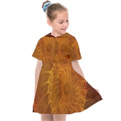 Orange Warm Hues Fractal Chaos Kids  Sailor Dress