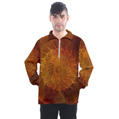 Orange Warm Hues Fractal Chaos Men s Half Zip Pullover by Wegoenart