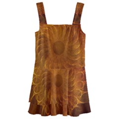 Orange Warm Hues Fractal Chaos Kids  Layered Skirt Swimsuit by Wegoenart