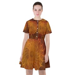 Orange Warm Hues Fractal Chaos Sailor Dress by Wegoenart