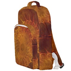 Orange Warm Hues Fractal Chaos Double Compartment Backpack by Wegoenart