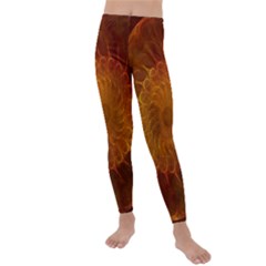 Orange Warm Hues Fractal Chaos Kids  Lightweight Velour Leggings by Wegoenart