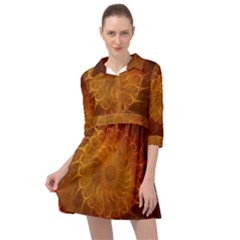 Orange Warm Hues Fractal Chaos Mini Skater Shirt Dress