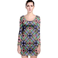 Pattern Wallpaper Background Abstract Geometry Long Sleeve Bodycon Dress