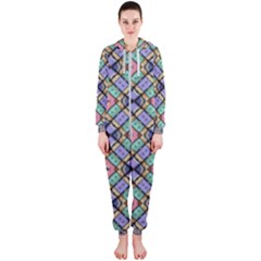 Pattern Wallpaper Background Abstract Geometry Hooded Jumpsuit (ladies) 