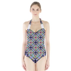 Pattern Wallpaper Background Abstract Geometry Halter Swimsuit by Wegoenart