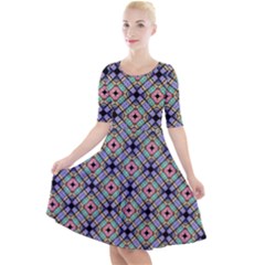 Pattern Wallpaper Background Abstract Geometry Quarter Sleeve A-line Dress