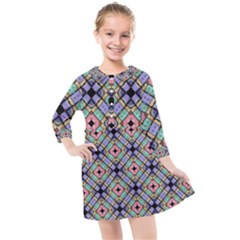 Pattern Wallpaper Background Abstract Geometry Kids  Quarter Sleeve Shirt Dress