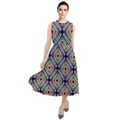 Pattern Wallpaper Background Abstract Geometry Round Neck Boho Dress