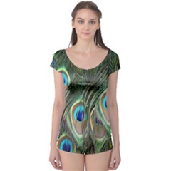 Peacock Feathers Peacock Bird Boyleg Leotard  by Wegoenart