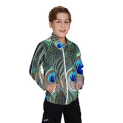 Peacock Feathers Peacock Bird Kids  Windbreaker by Wegoenart