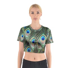 Peacock Feathers Peacock Bird Cotton Crop Top by Wegoenart