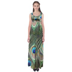 Peacock Feathers Peacock Bird Empire Waist Maxi Dress by Wegoenart