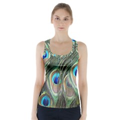 Peacock Feathers Peacock Bird Racer Back Sports Top by Wegoenart