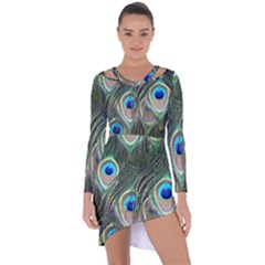 Peacock Feathers Peacock Bird Asymmetric Cut-out Shift Dress